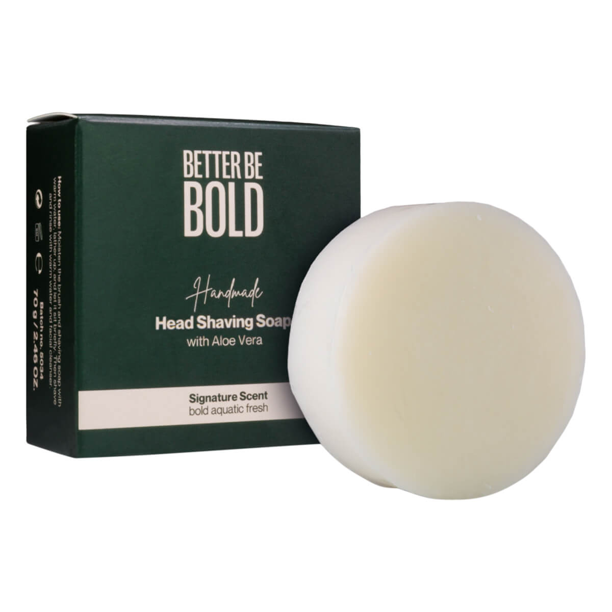 Handmade Headshaving Soap, Aloe Vera, 70 g.