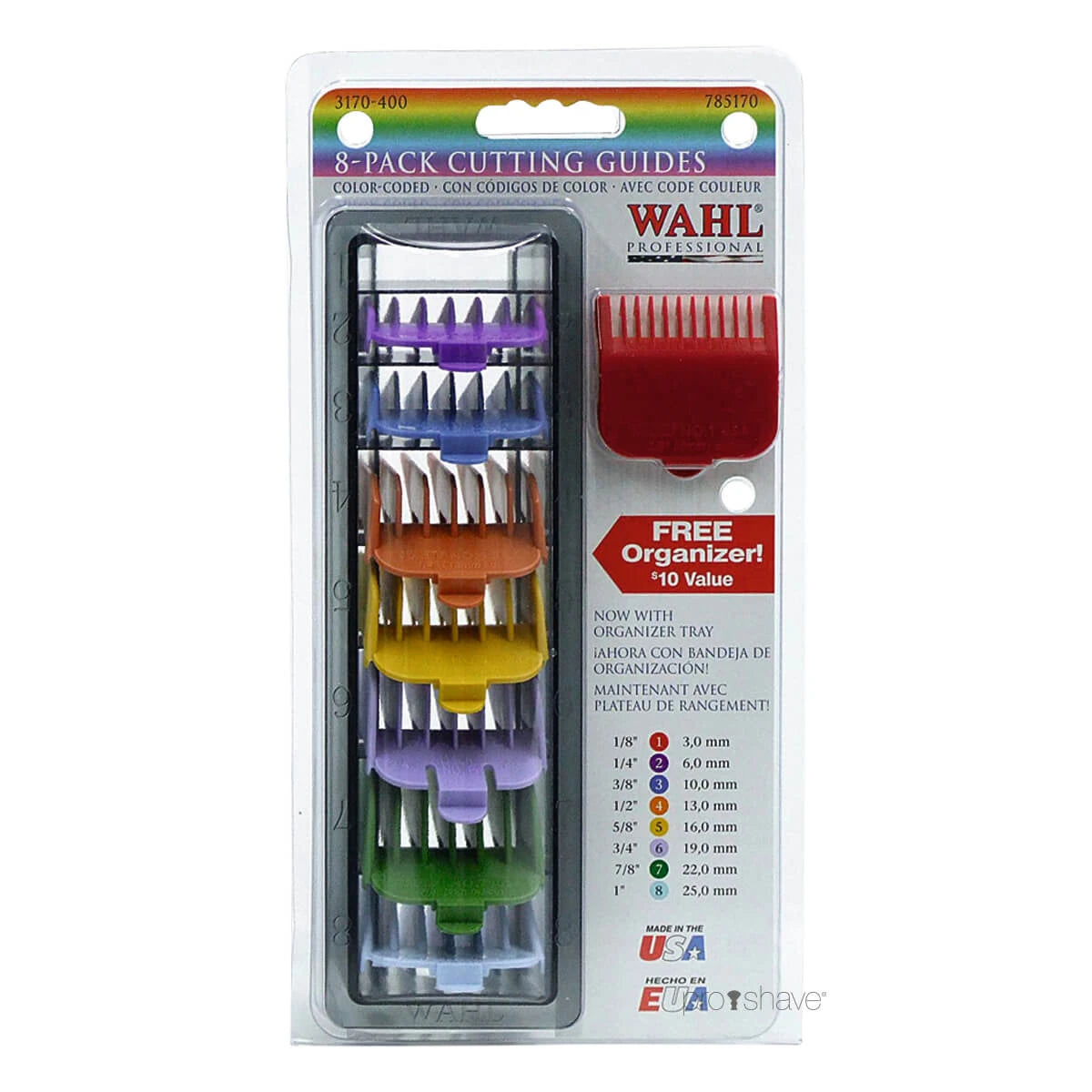 Nylon Spacer combs, Colored, 8 pcs.