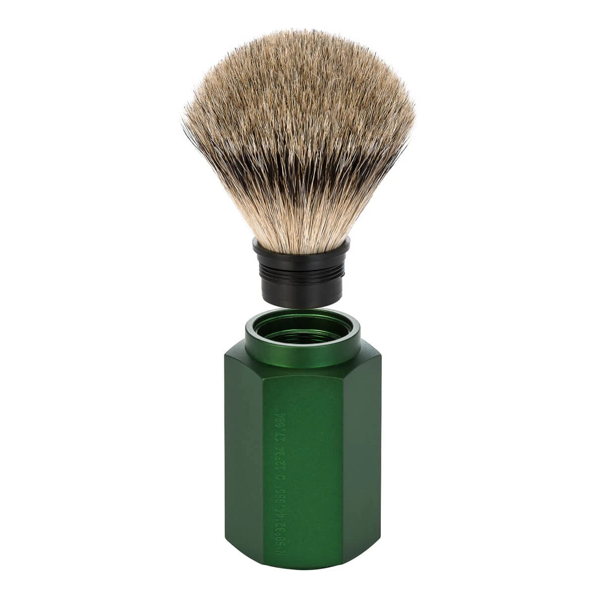 Mark Braun Silvertip Badger Shaving Brush, 21 mm, Hexagon, Aluminum Forest
