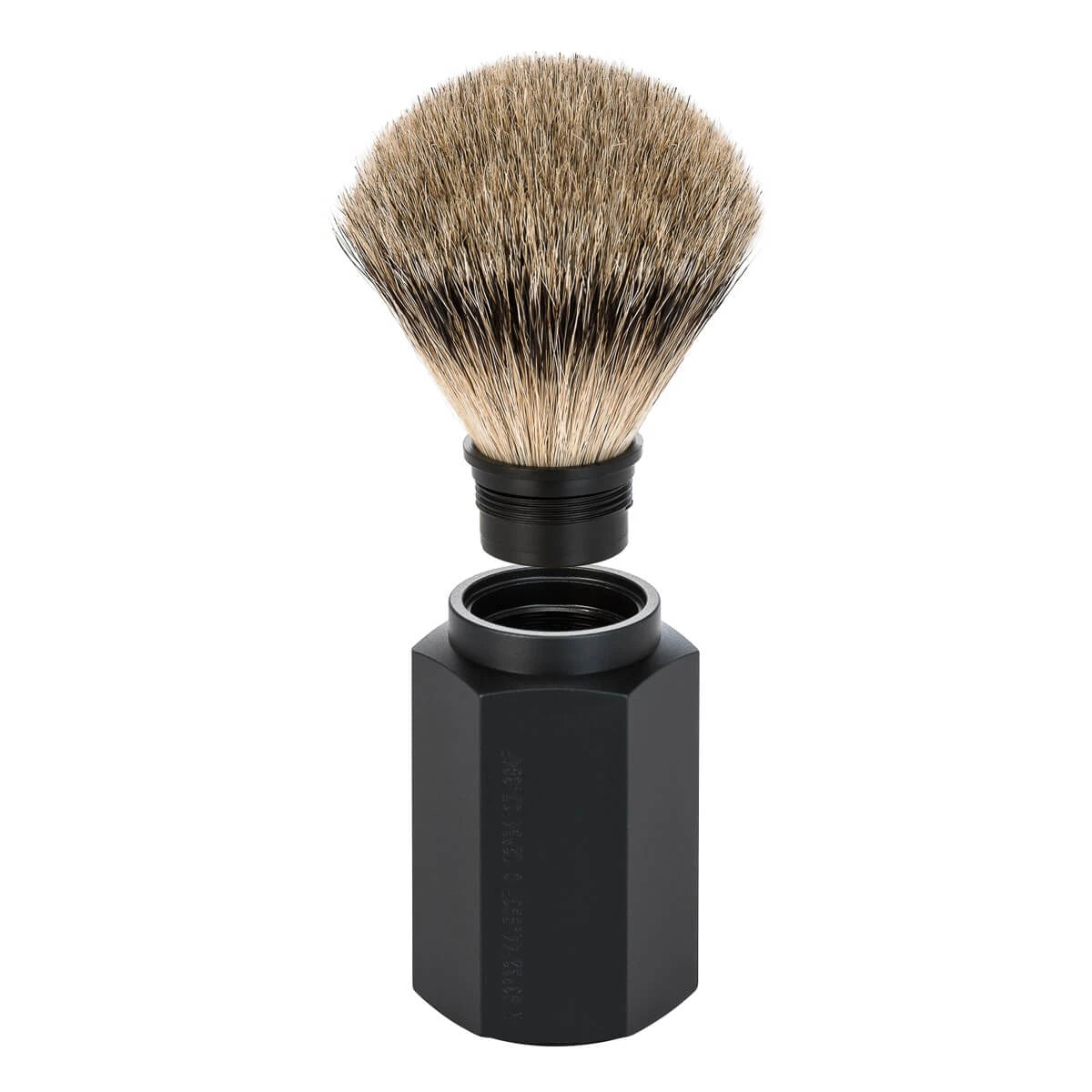 Mark Braun Silvertip Badger shaving brush, 21 mm, Hexagon, Aluminum Graphite