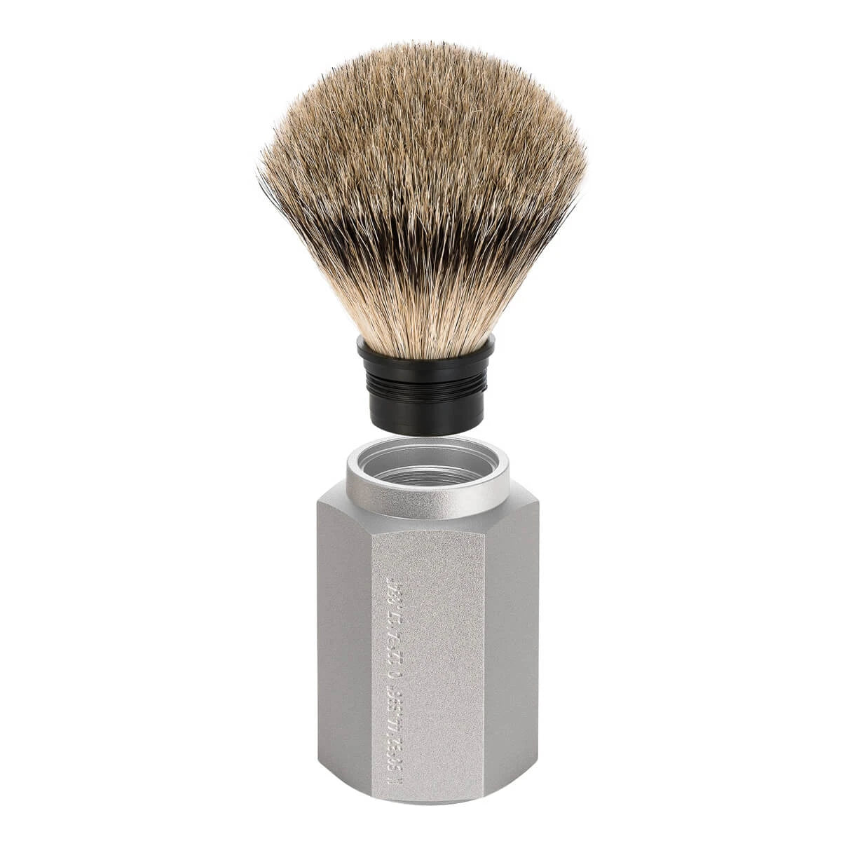 Mark Braun Silvertip Badger Shaving Brush, 21 mm, Hexagon, Silver Aluminum