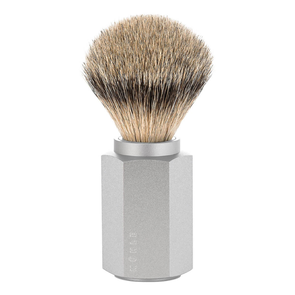 Mark Braun Silvertip Badger Shaving Brush, 21 mm, Hexagon, Silver Aluminum