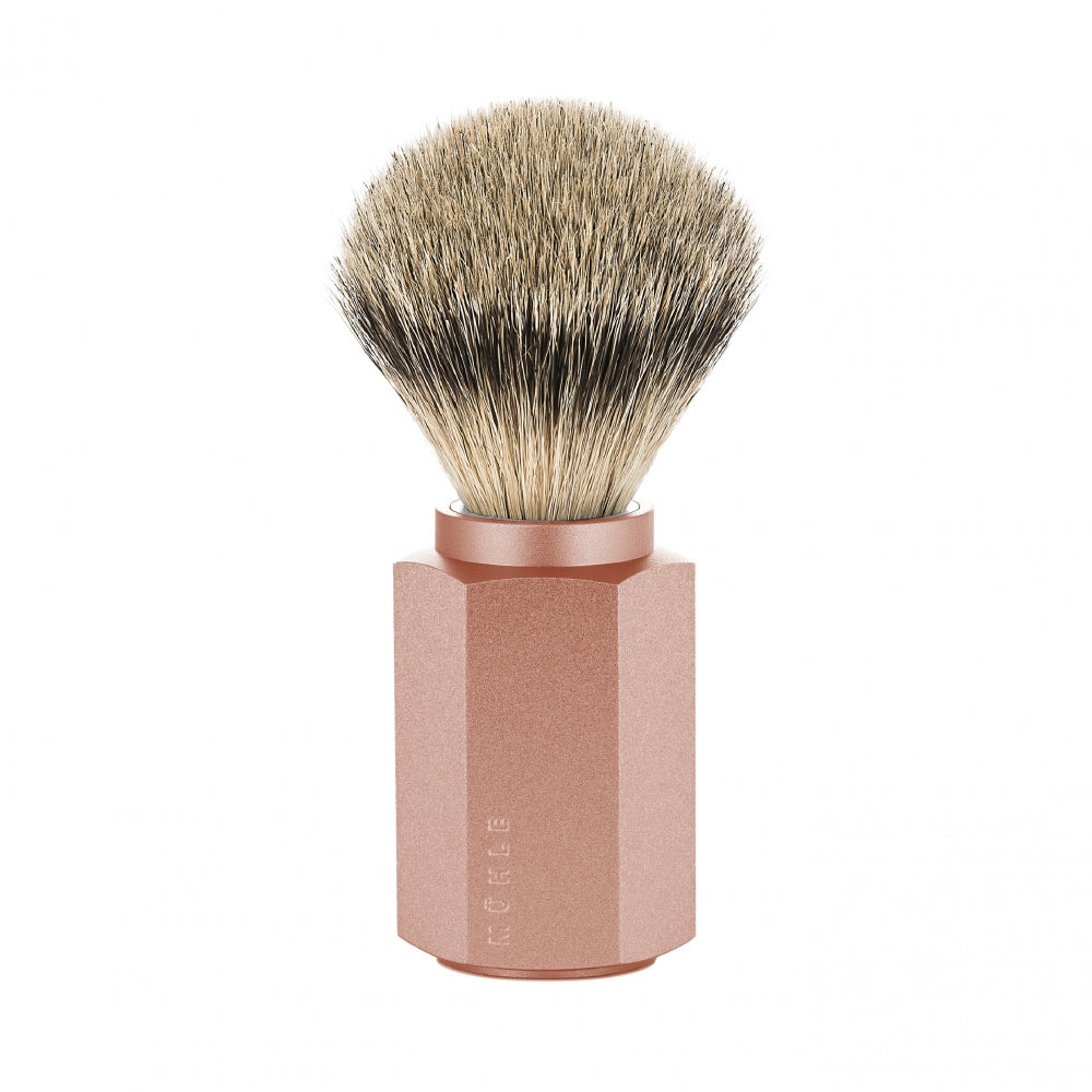 Mark Braun Shaving Kit with DE razor, Silvertip Shaving Brush and Holder, Hexagon, Aluminum Sunrise