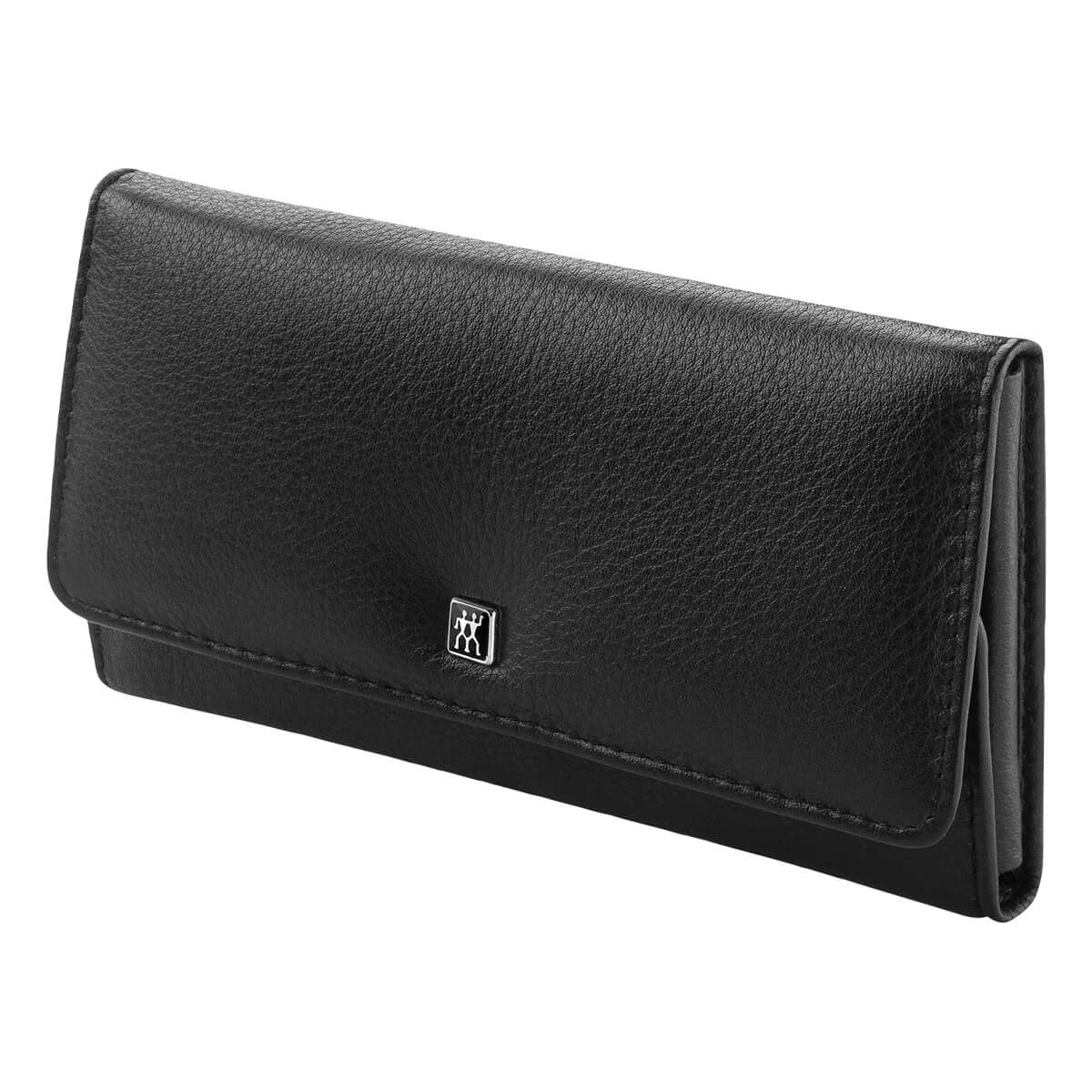 Manicure set, 5 pieces, Click-close case, Black Leather