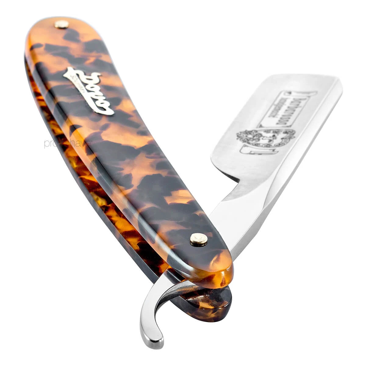 Straight Razor 5/8, Round nose, Barbarossa, Short, Imit. Tortoiseshell