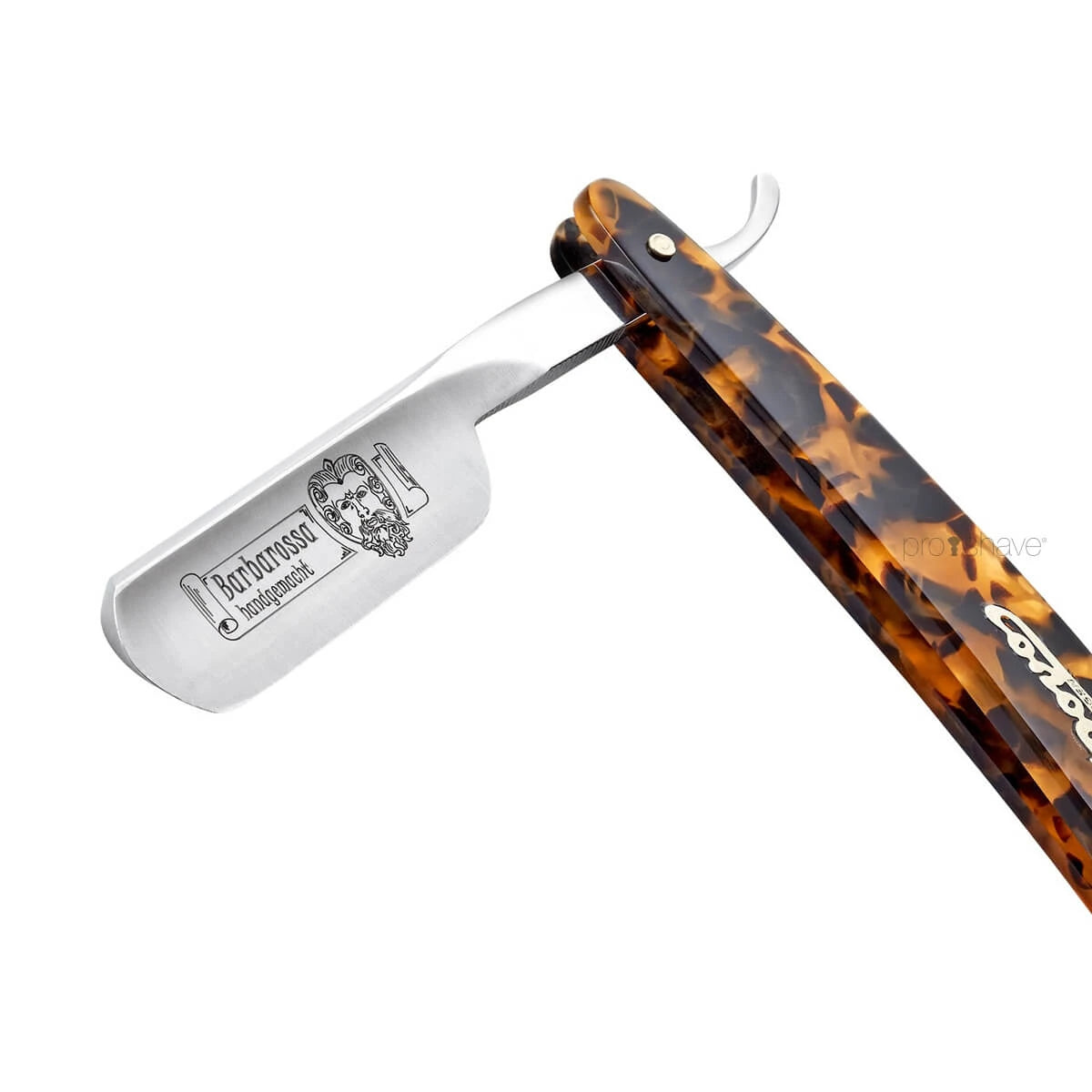 Straight Razor 5/8, Round nose, Barbarossa, Short, Imit. Tortoiseshell