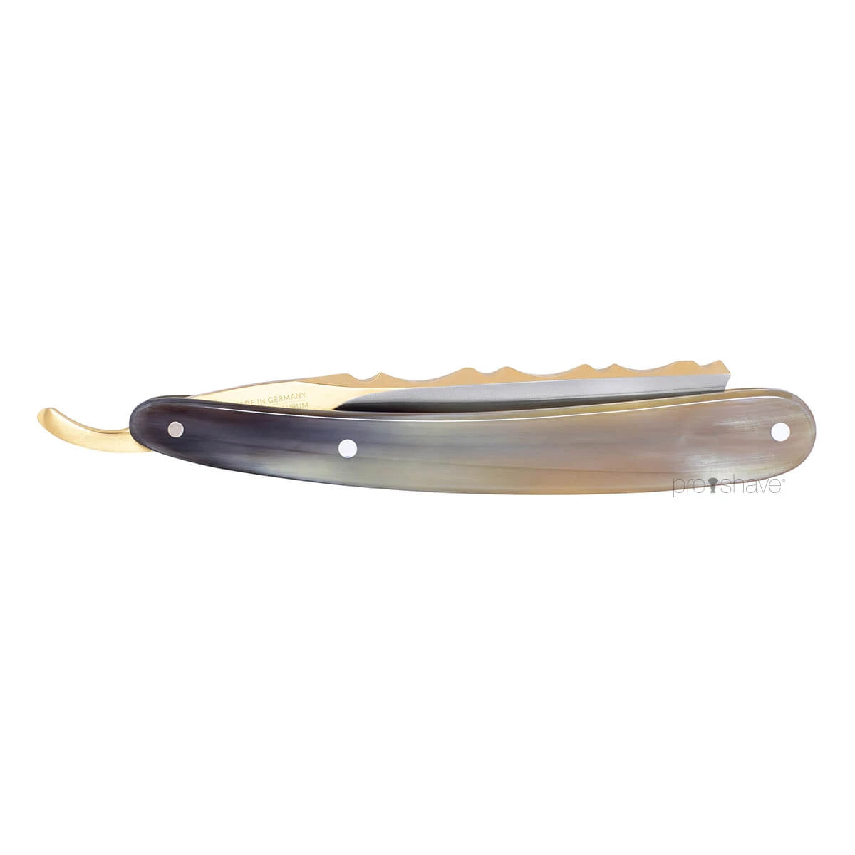 Straight Razor 6/8, Spanish point, Bergischer Löwe, Horn