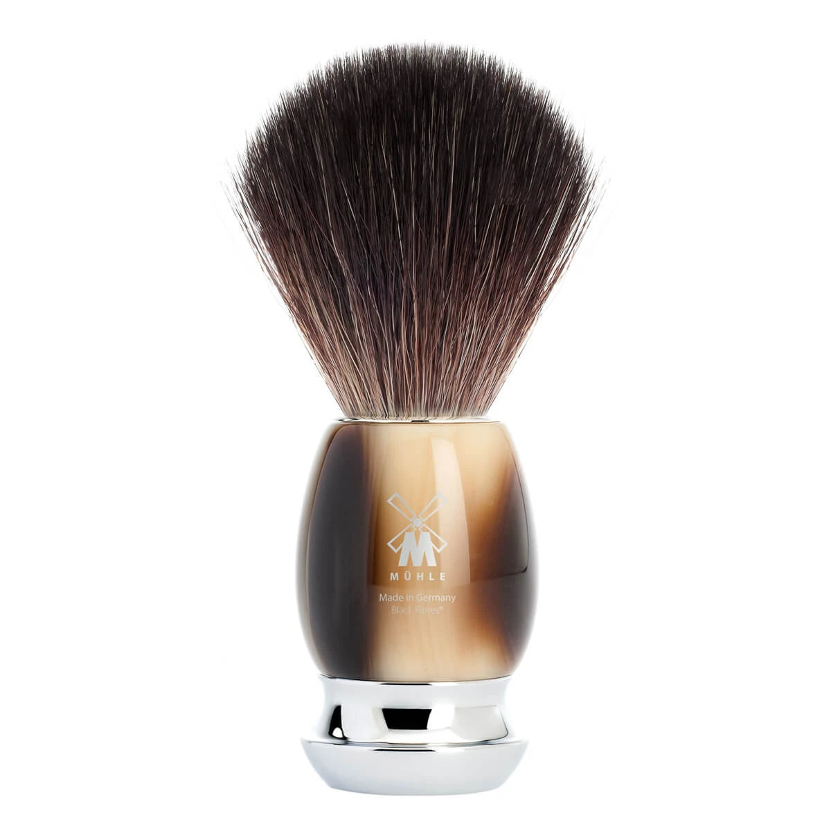 Black Fibre Shaving Brush, 21 mm, Vivo, Brown Horn