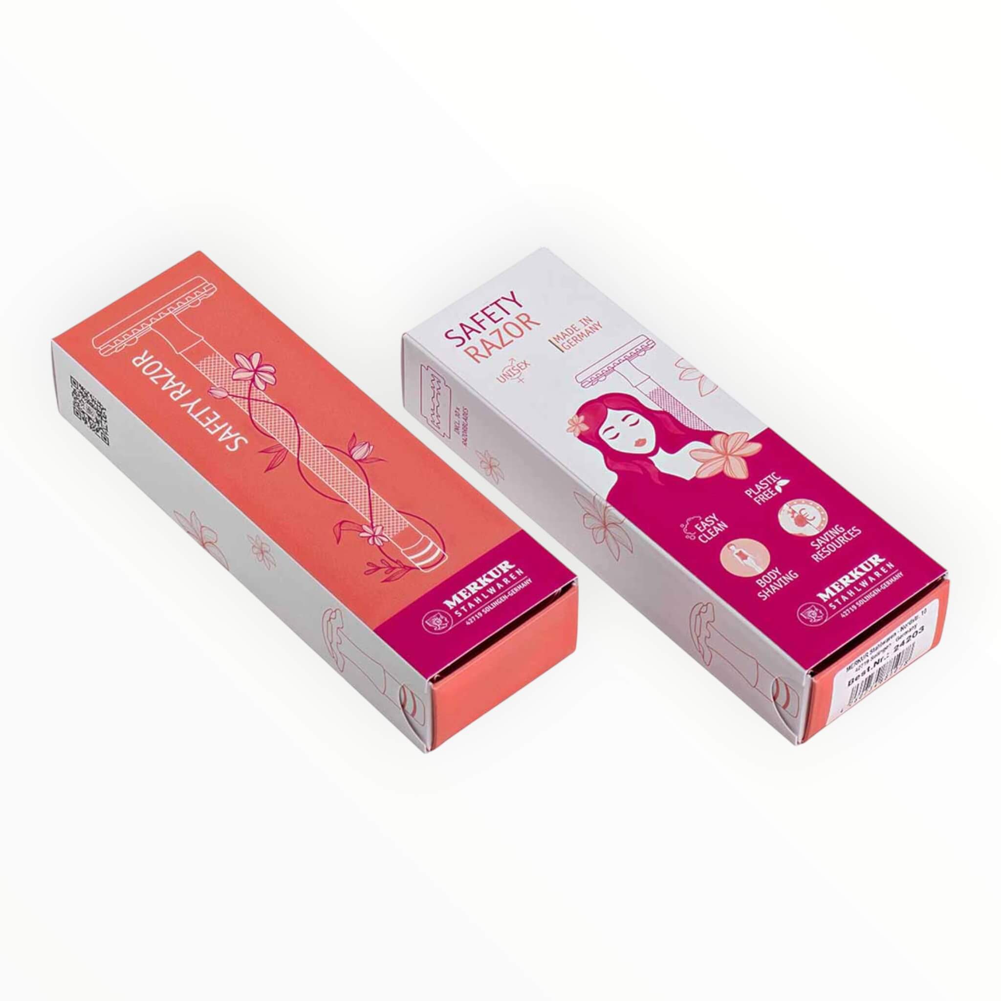 24C Safety Razor, Long, Chrome, Pink box