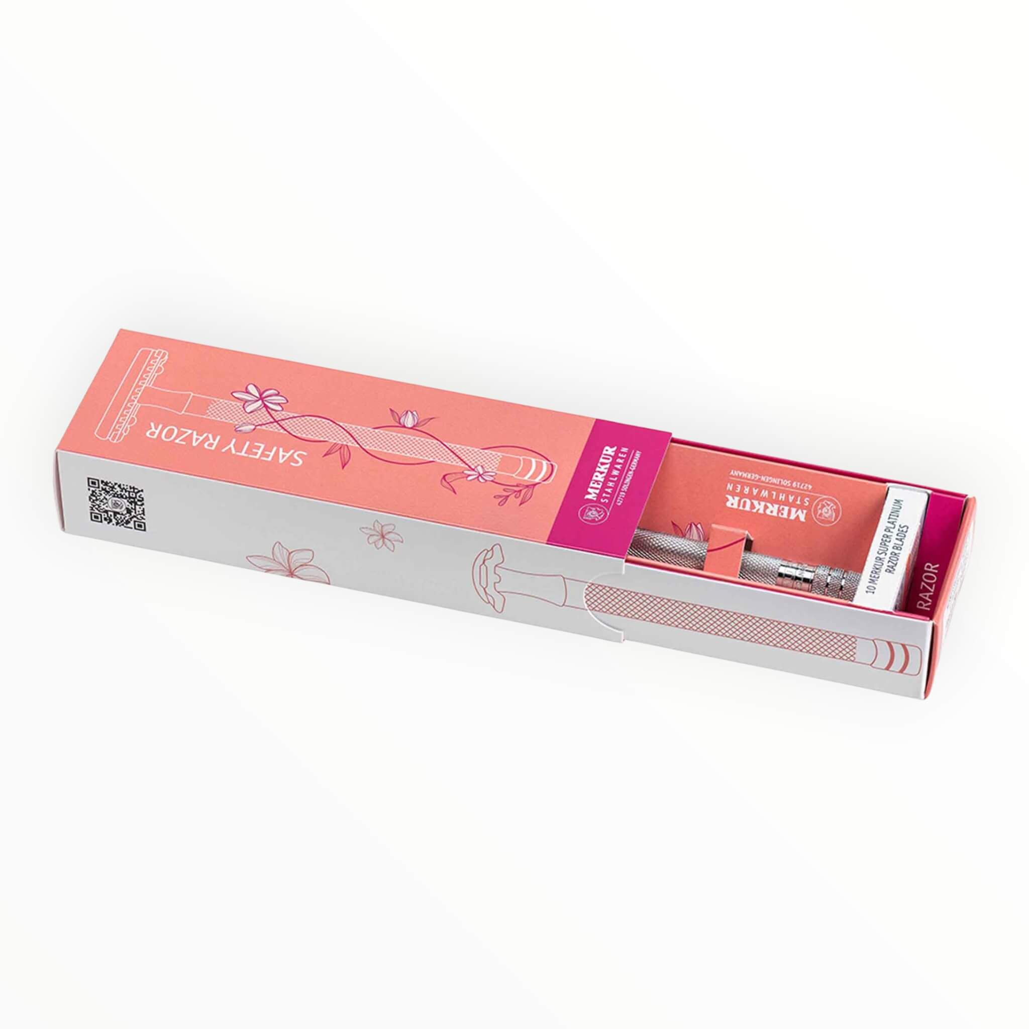 24C Safety Razor, Long, Chrome, Pink box