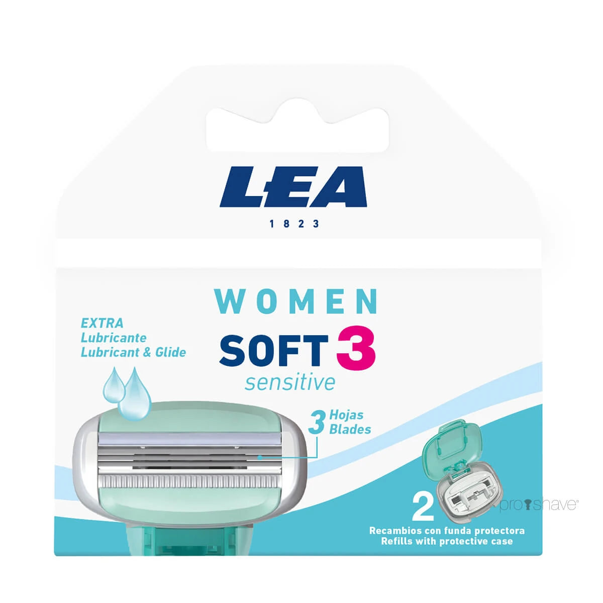 Soft 3 Sensitive, Pack of 2 extra razor blades (3 blades), Women