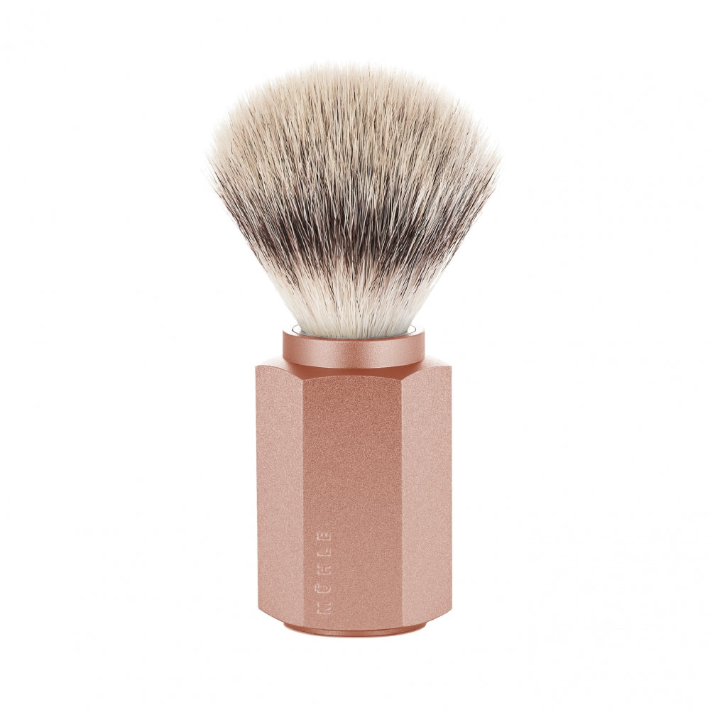 Mark Braun Shaving Kit with DE razor, Shaving Brush and Holder, Hexagon, Aluminum Sunrise