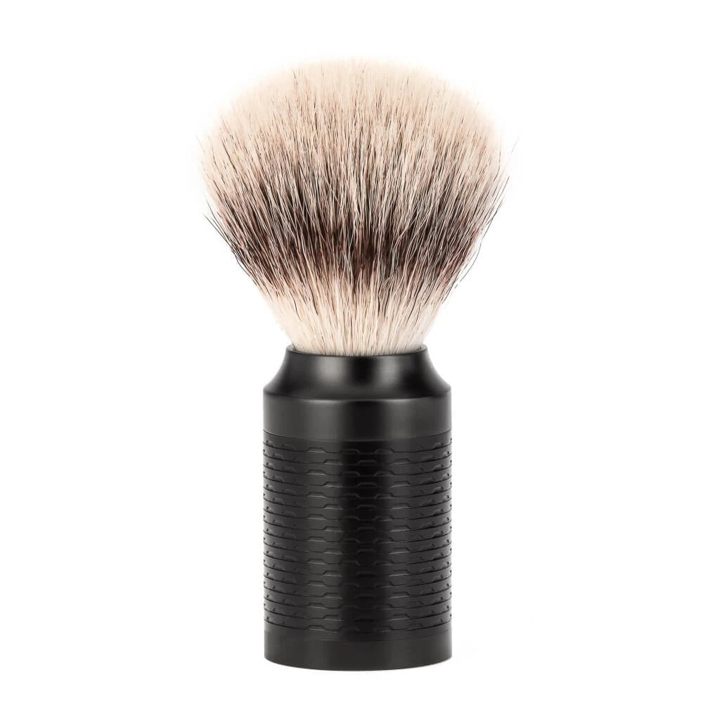 Shaving kit with DE razor, Fibre Shaving Brush and Holder, Rocca, Black stainless steel