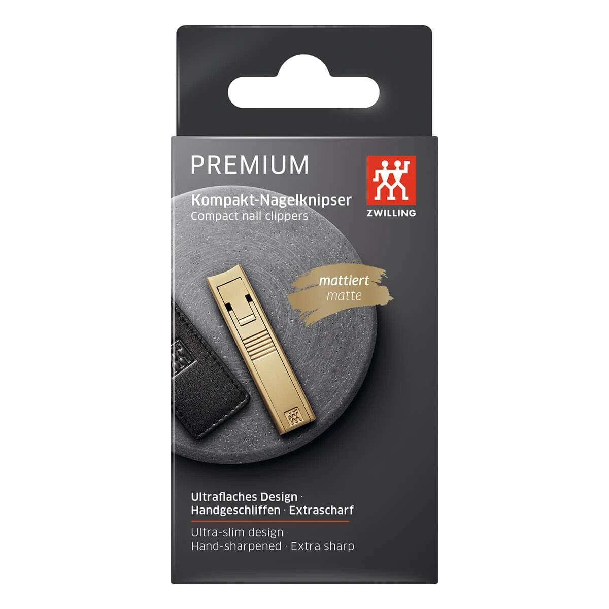 Nail clippers in leather case, Gold
