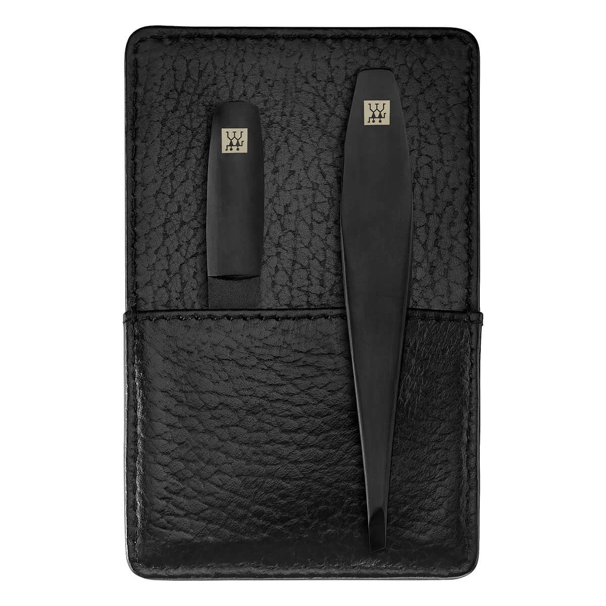 Manicure set, 3 pieces, Black, Black Leather