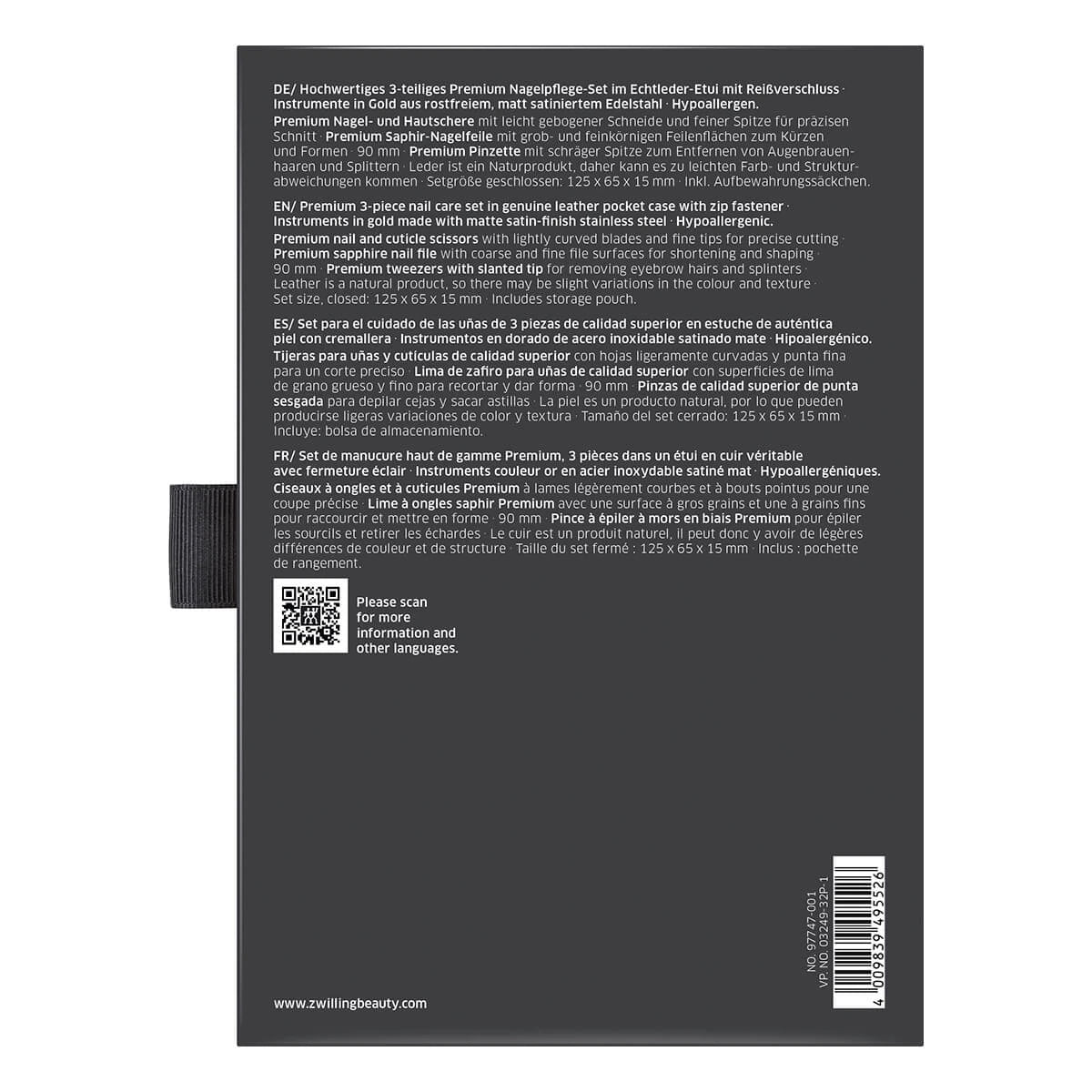 Manicure set, 3 pieces, Gold, Off-White Leather