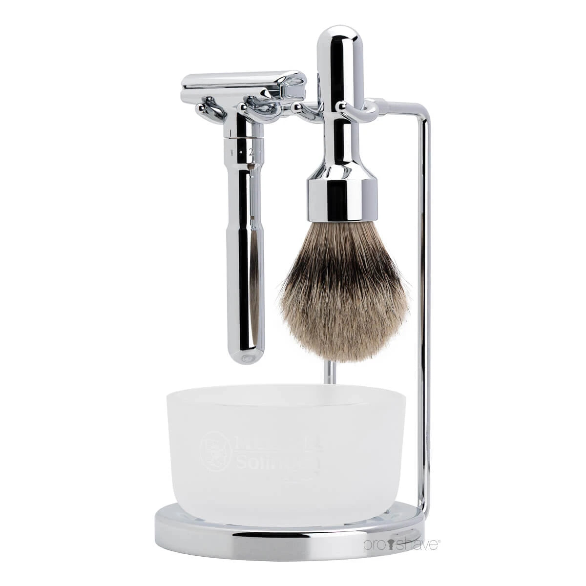 Holder with bowl for Futur Shaver and Shaving Brush, Chrome