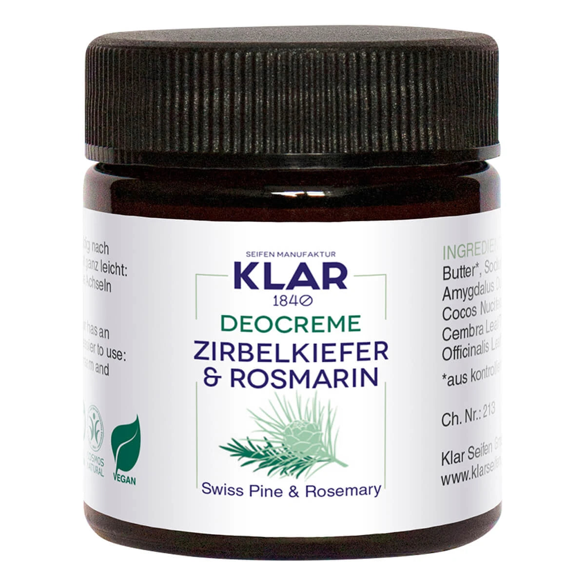 Deodorant Cream, Pine & Rosemary, 30 ml.