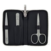 Manicure set with 3 pieces, Black leather
