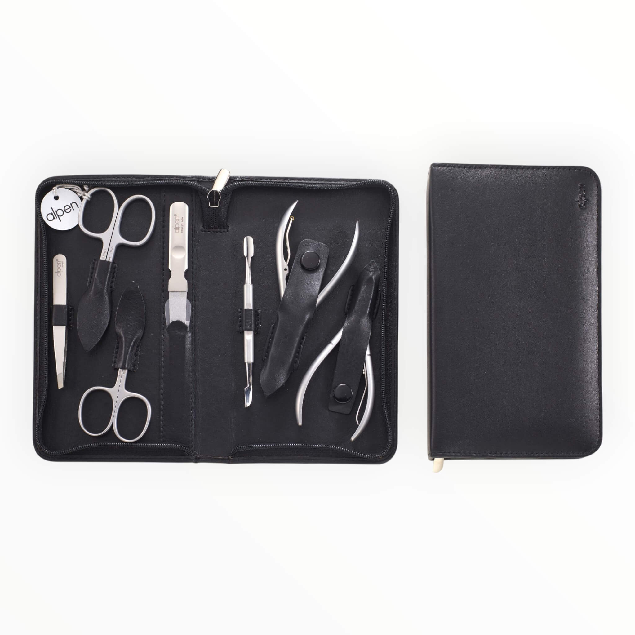 Manicure Set no. 6825, 7 pieces, Black Leather Case