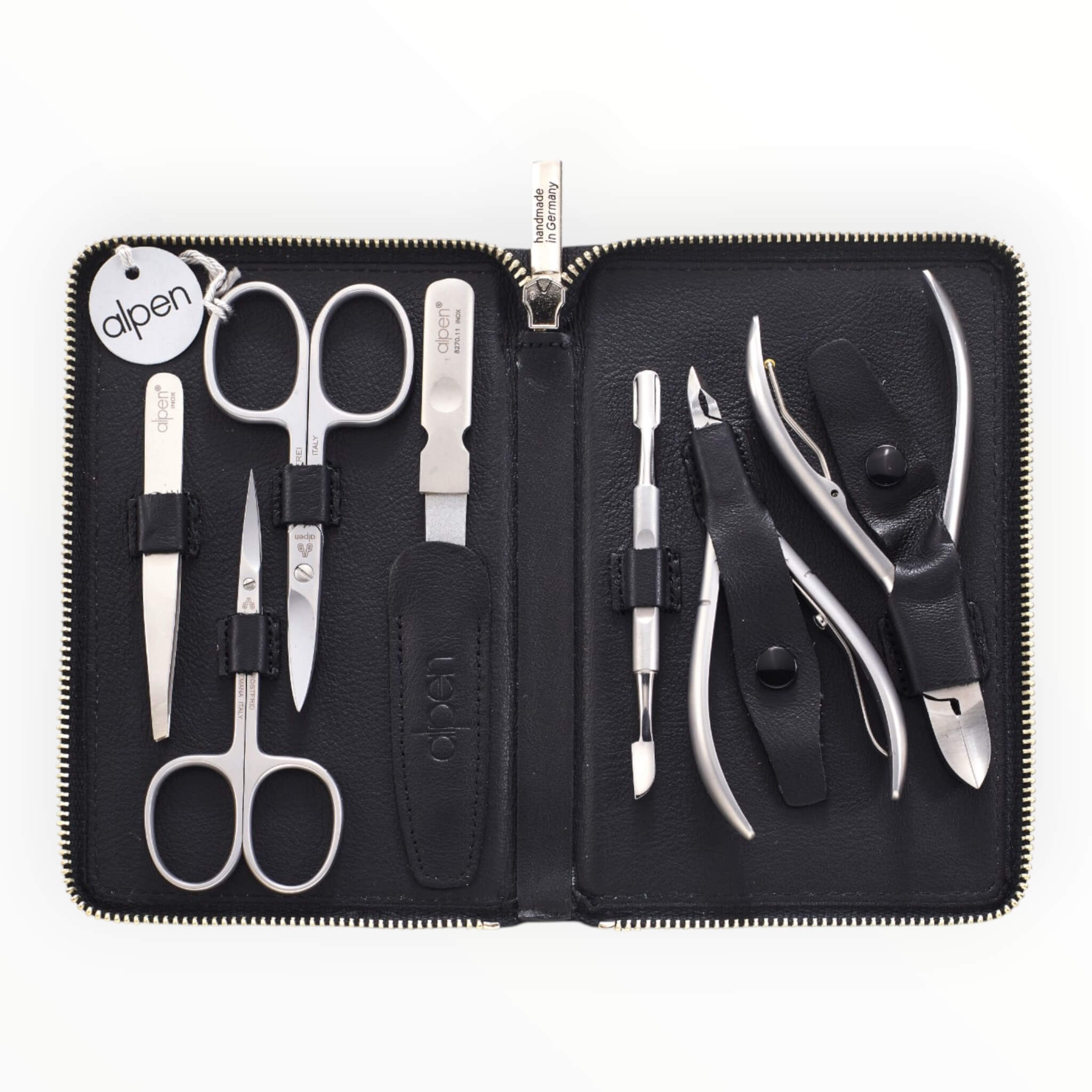 Manicure Set no. 6845, 7 pieces, Black Leather Case