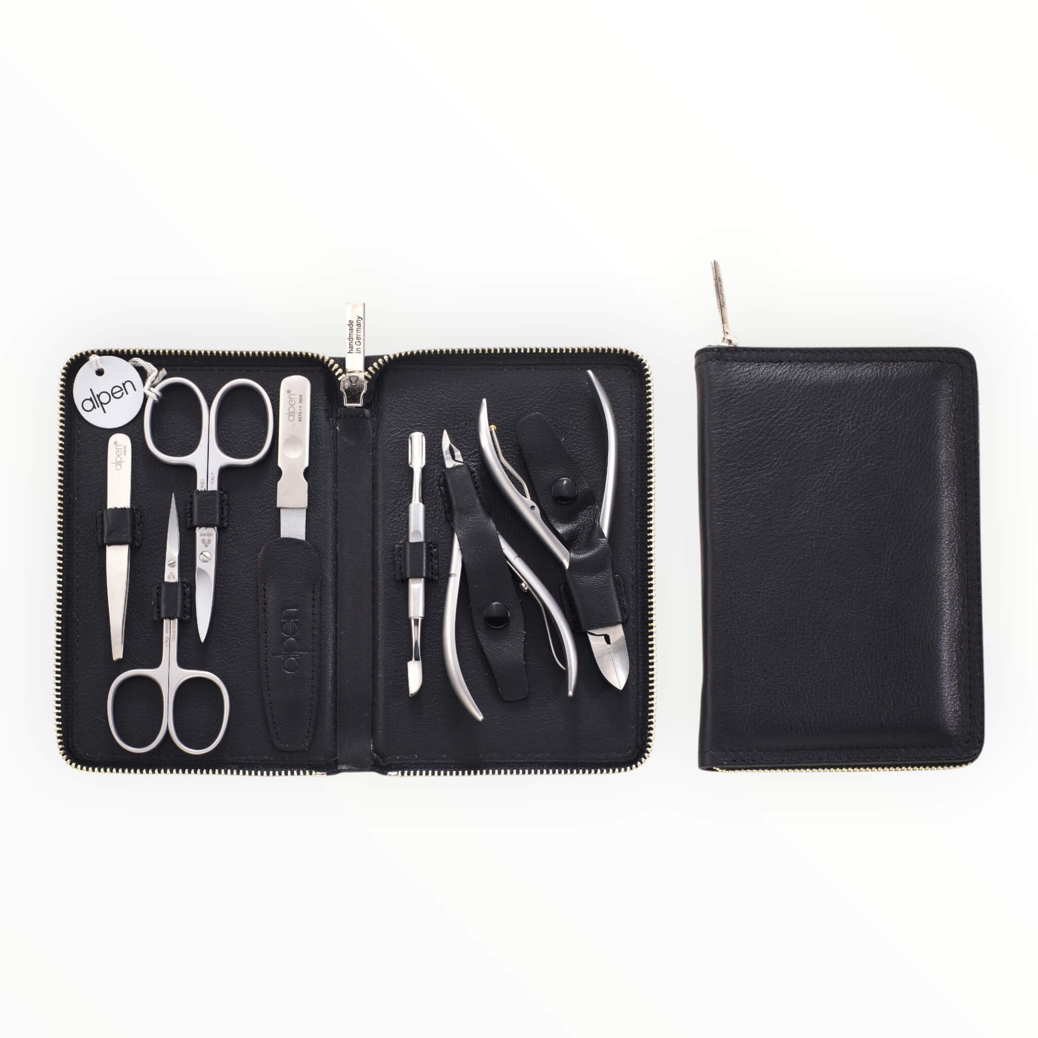 Manicure Set no. 6845, 7 pieces, Black Leather Case