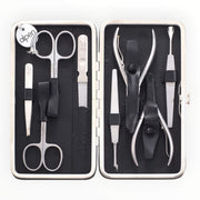 Manicure Set no. 6865, 8 pieces, Black Leather Case