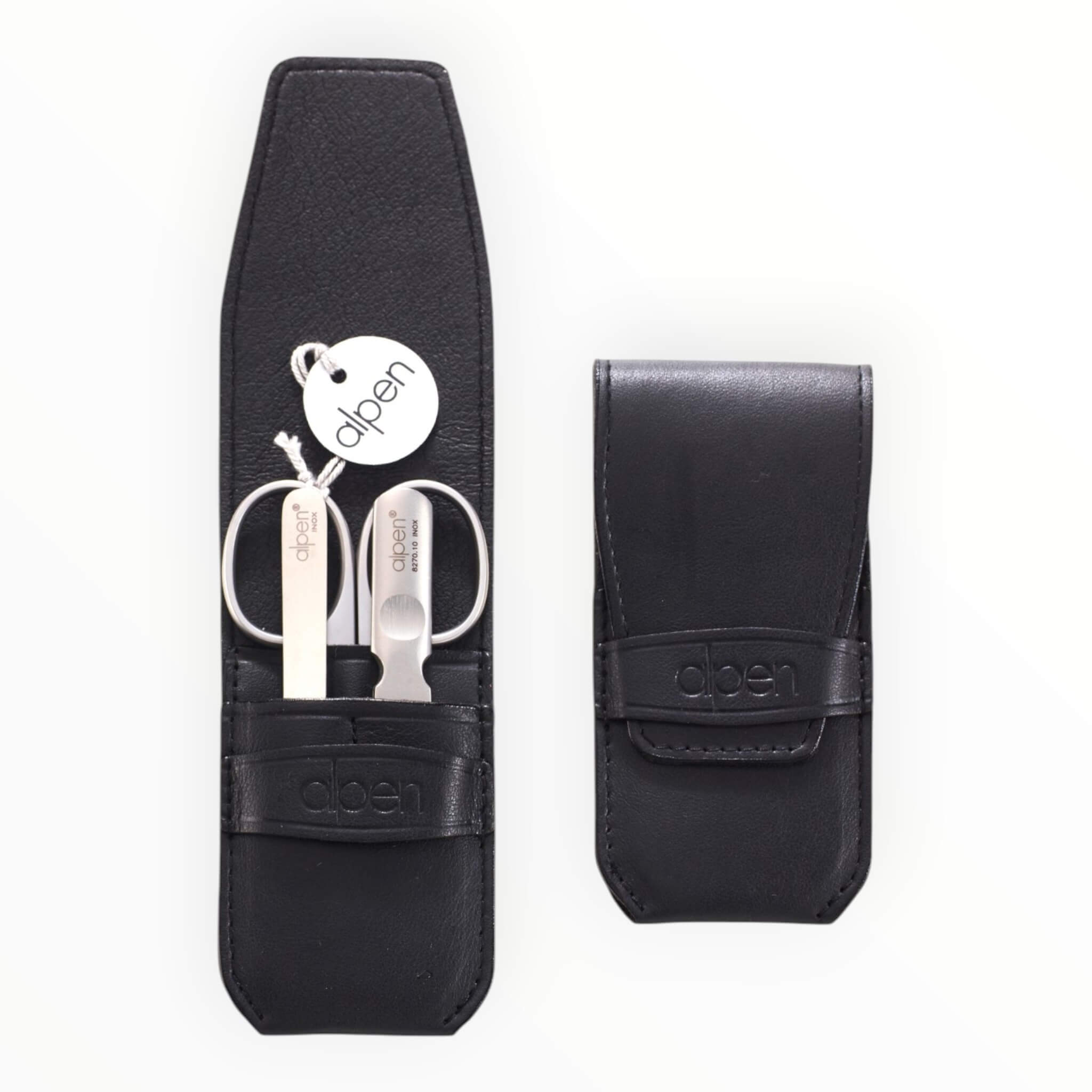 Manicure Set no. 6871, 3 pieces, Black Leather Case