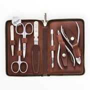 Manicure Set no. 6940, 7 pieces, Brown Leather Case