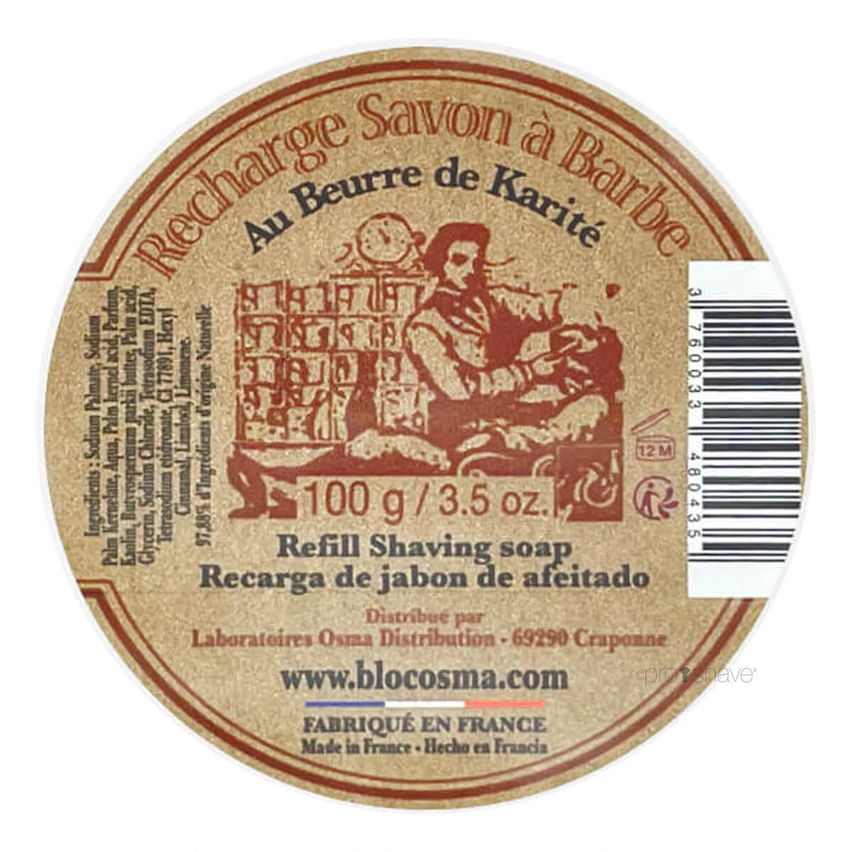 Shaving soap refill in plastic bowl, 100 gr.