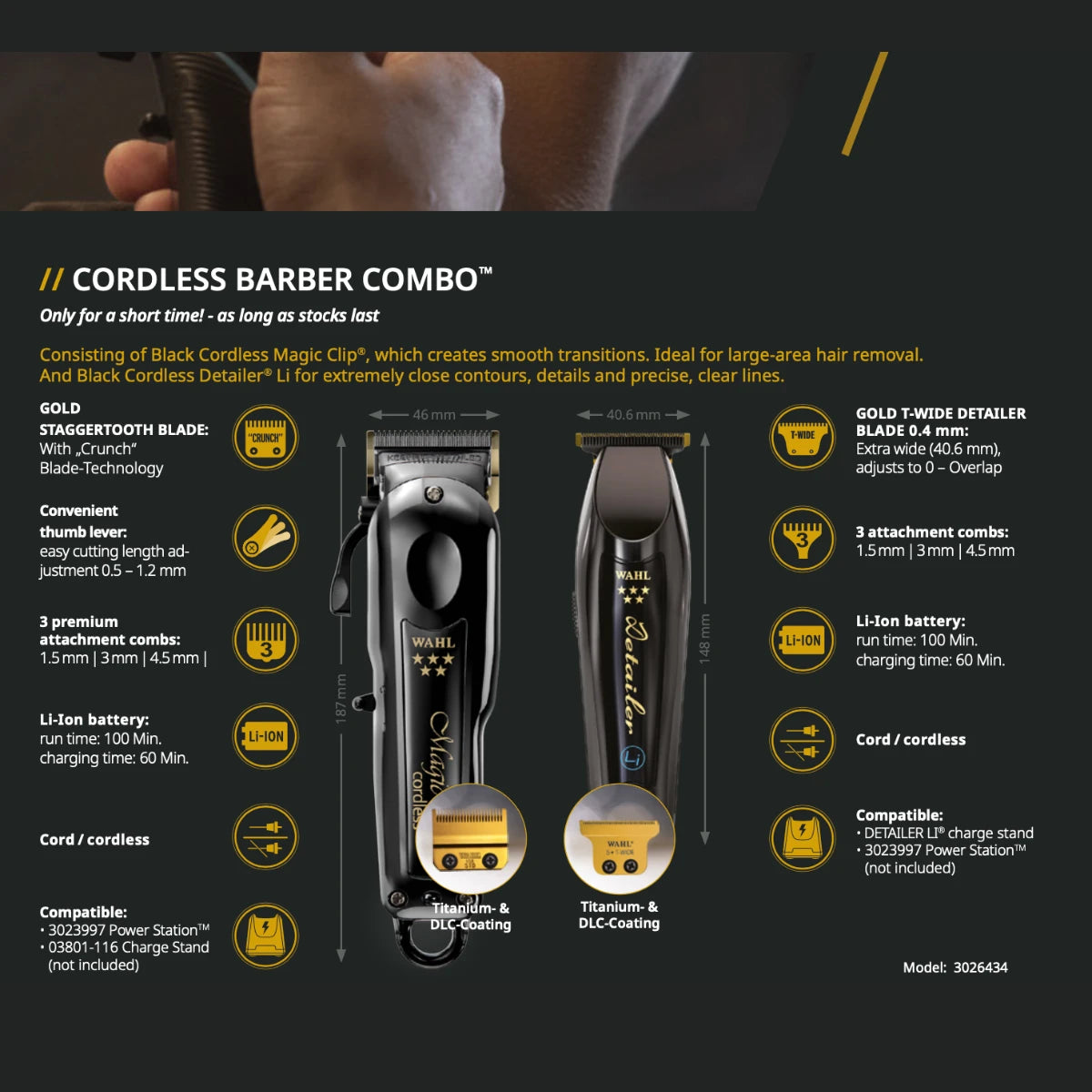 Barber Combo, Cordless Magic Clip & Cordless Detailer, Limited Edition