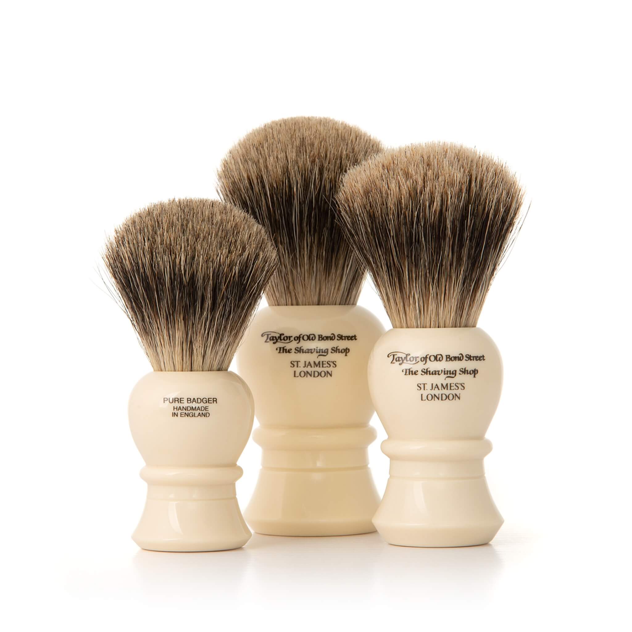 Shaving brush, Pure Badger, Traditional, M, Ivory