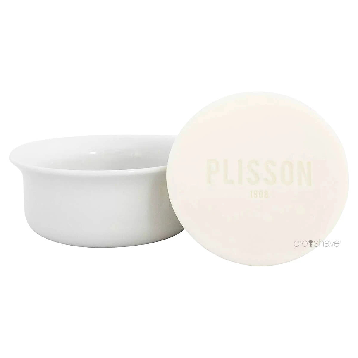 Limoges Porcelain bowl with shaving soap and lid in light beech