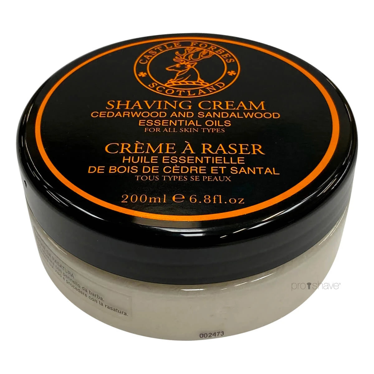 Shaving Cream, Cedarwood & Sandalwood Oils, 200 ml.