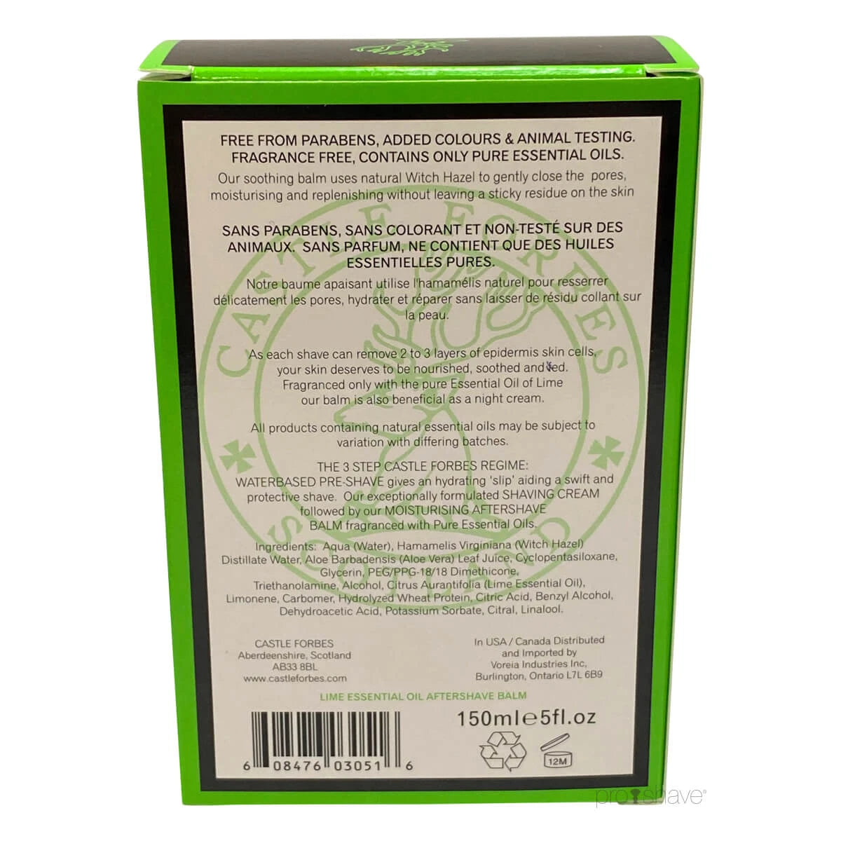Aftershave Balm, Lime Essential Oil, 150 ml.