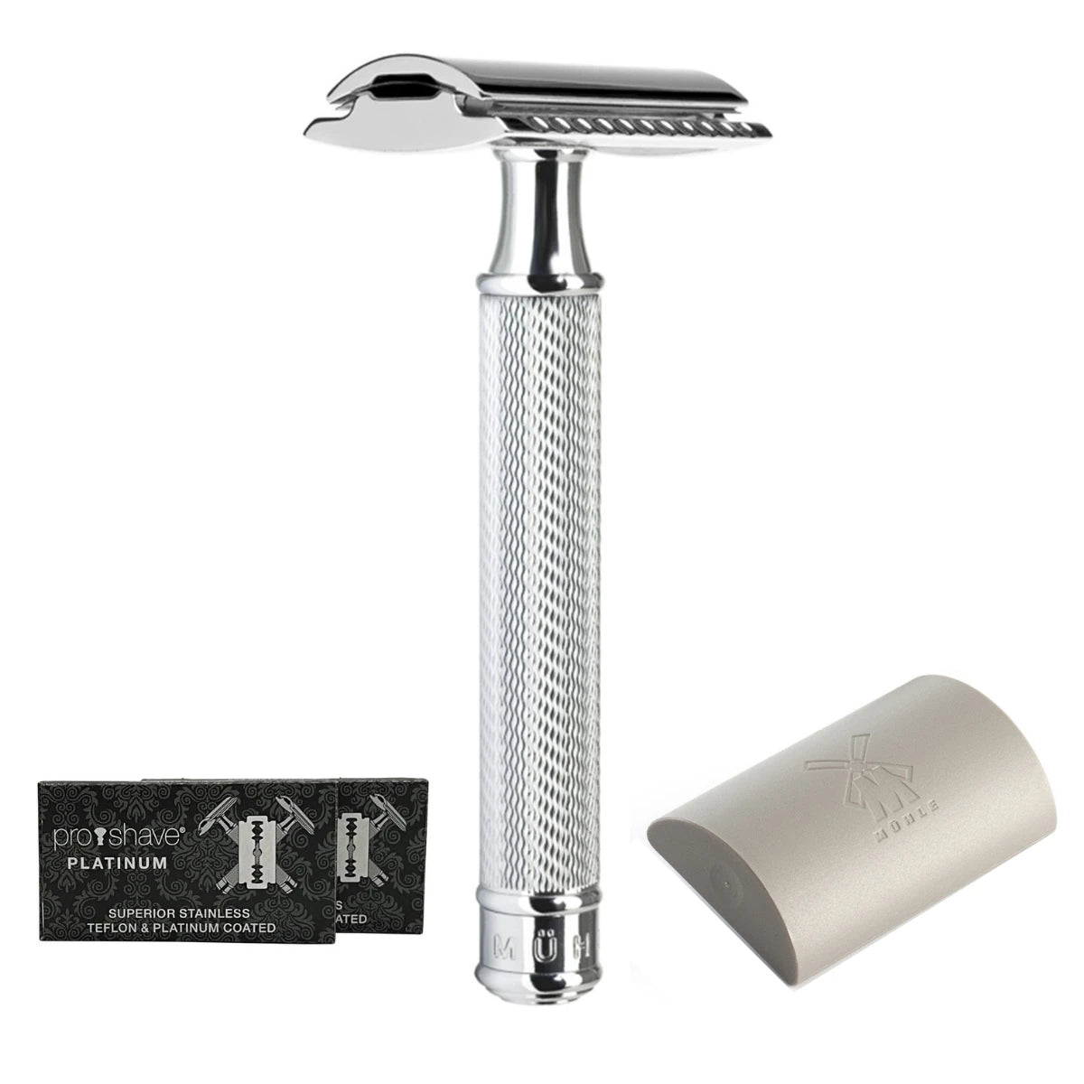 Set with MÜHLE R 89 Razor, Blade Protector and Razor Blades – Proshave