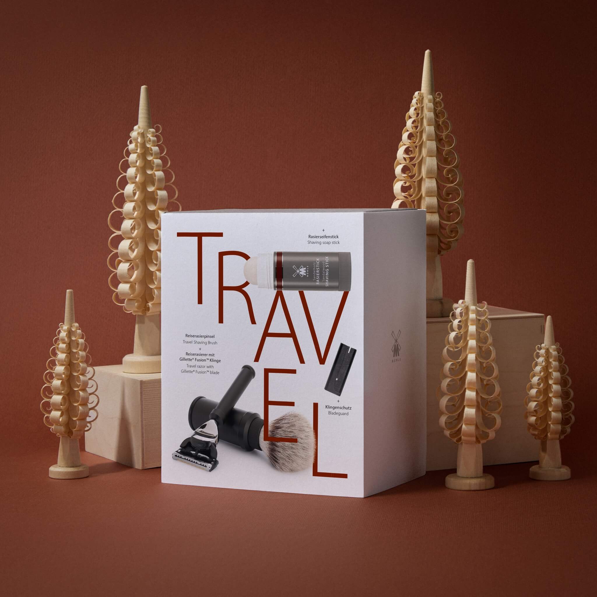 Gift Sets with Travel Brush, Travel Scraper and Shave Stick, Travel