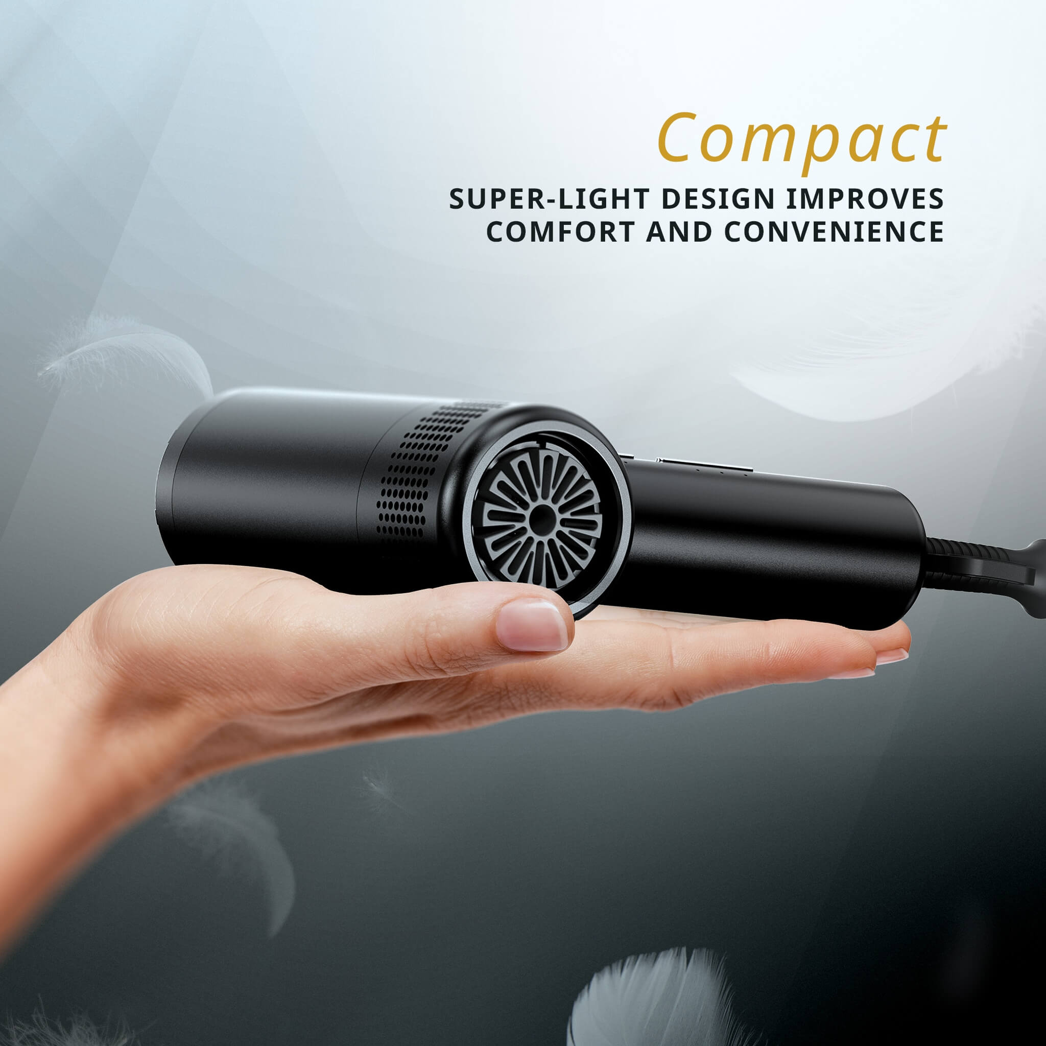 Vanquish Hair Dryer, Compact, 1600W, Black