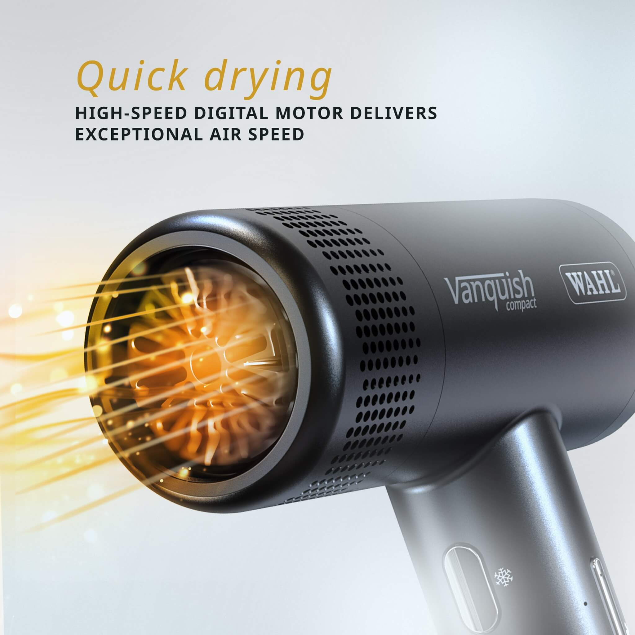 Vanquish Hair Dryer, Compact, 1600W, Black