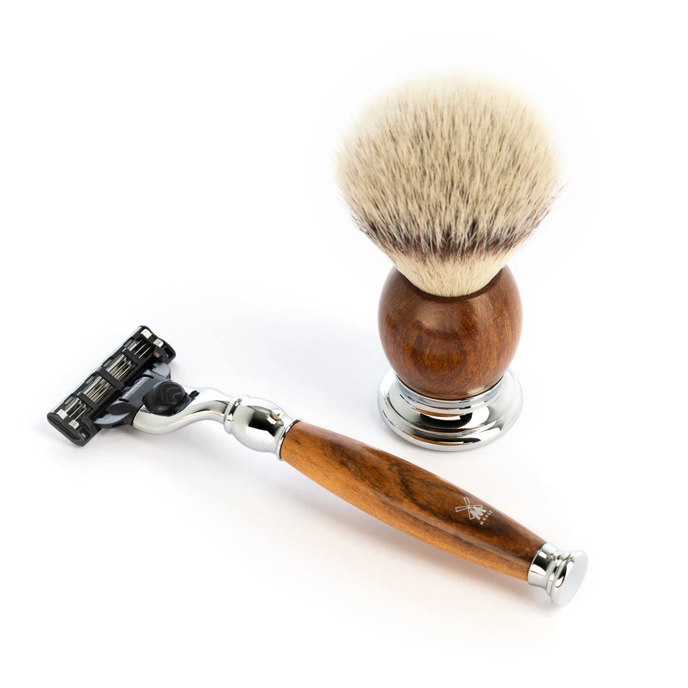Shaving kit with Mach3 Shaver, Shaving brush and holder, Sophist, Ironwood