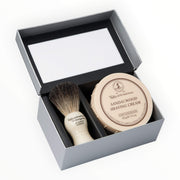 Gift box with Pure Badger Shaving Brush and Shaving Cream, Sandalwood
