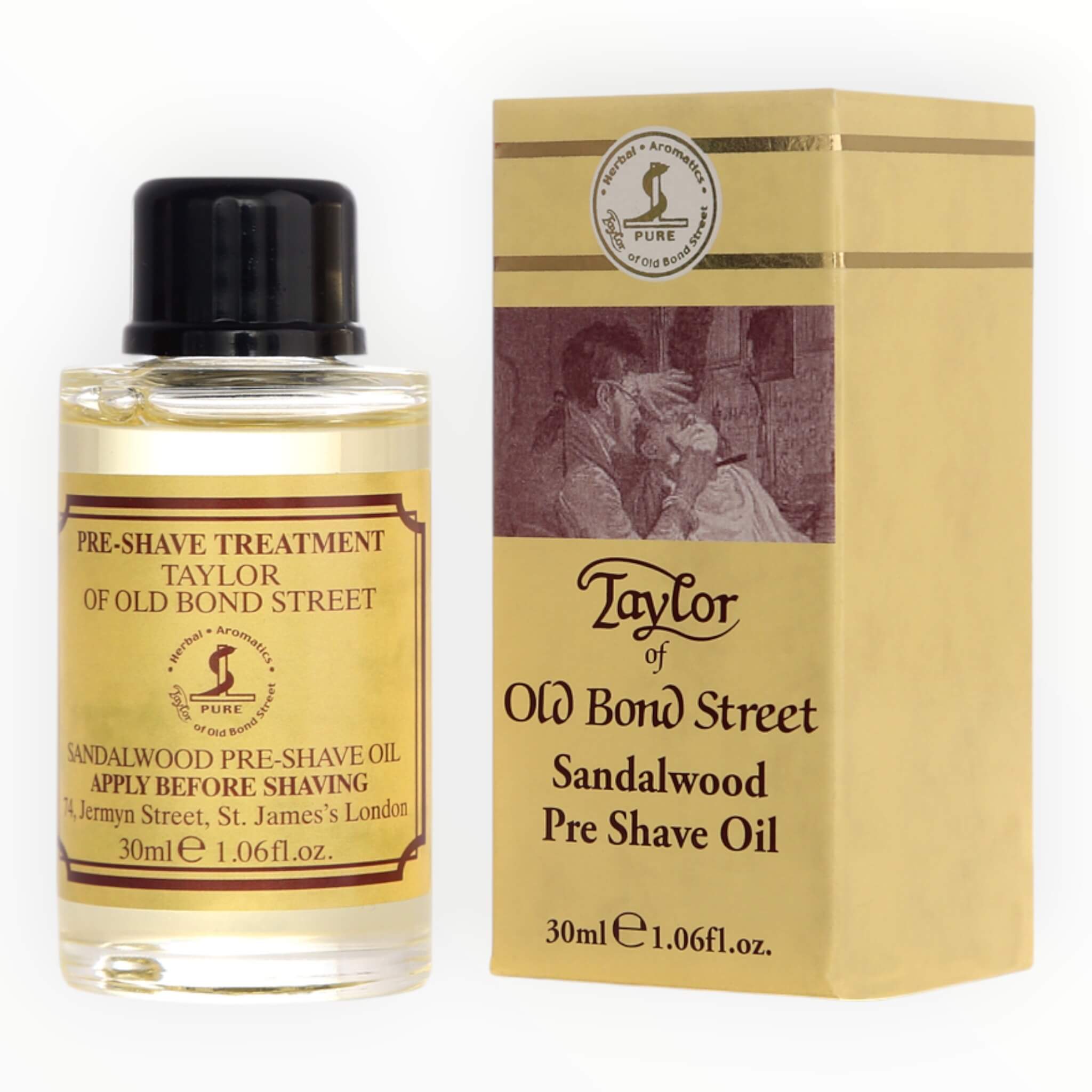 Preshave Oil, Sandalwood, 30 ml.