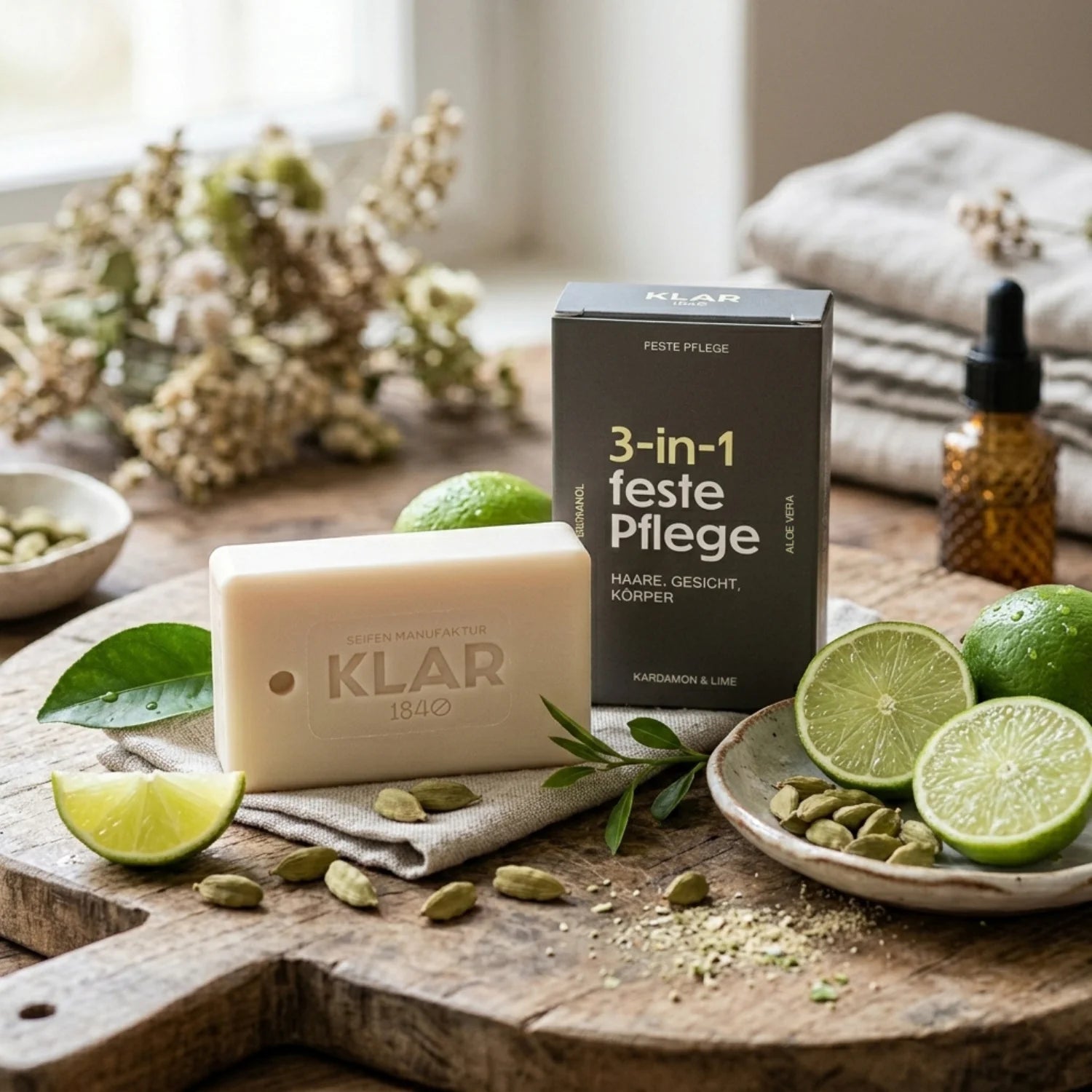 3-in-1 Soap for Hair, Face & Body, Cardamom & Lime, 100 g.