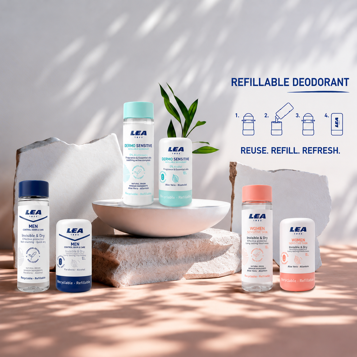 Gift Set with Refillable Roll-On Deodorant + Refill, Invisible & Dry, Men