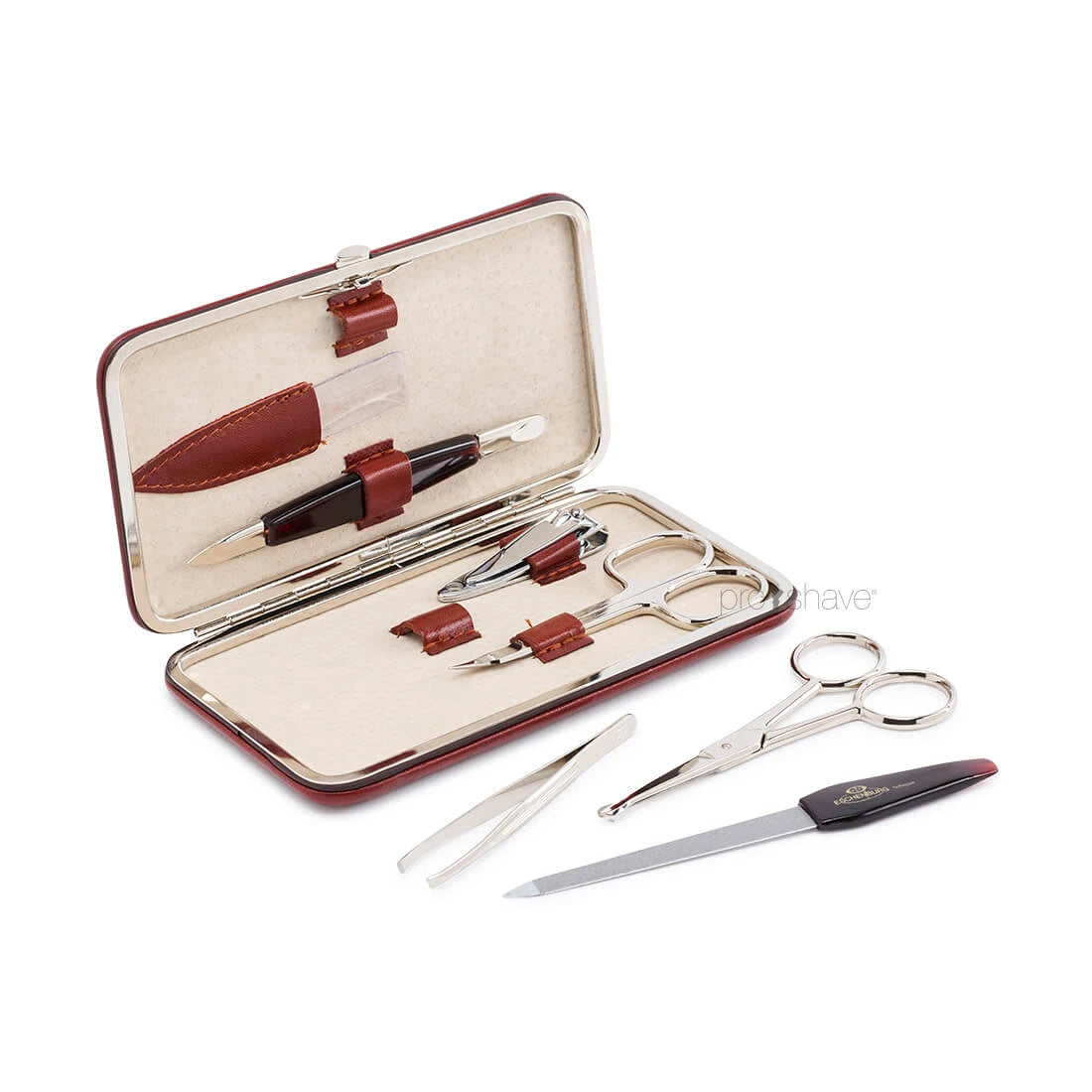 Large Manicure Set, 6 pieces, Brown