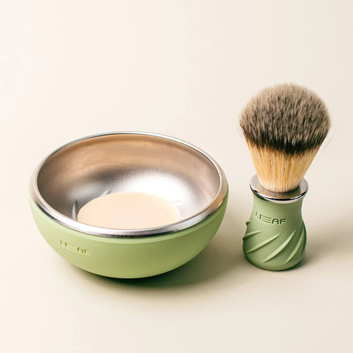 Shaving Brush & Shaving Bowl Set, Green