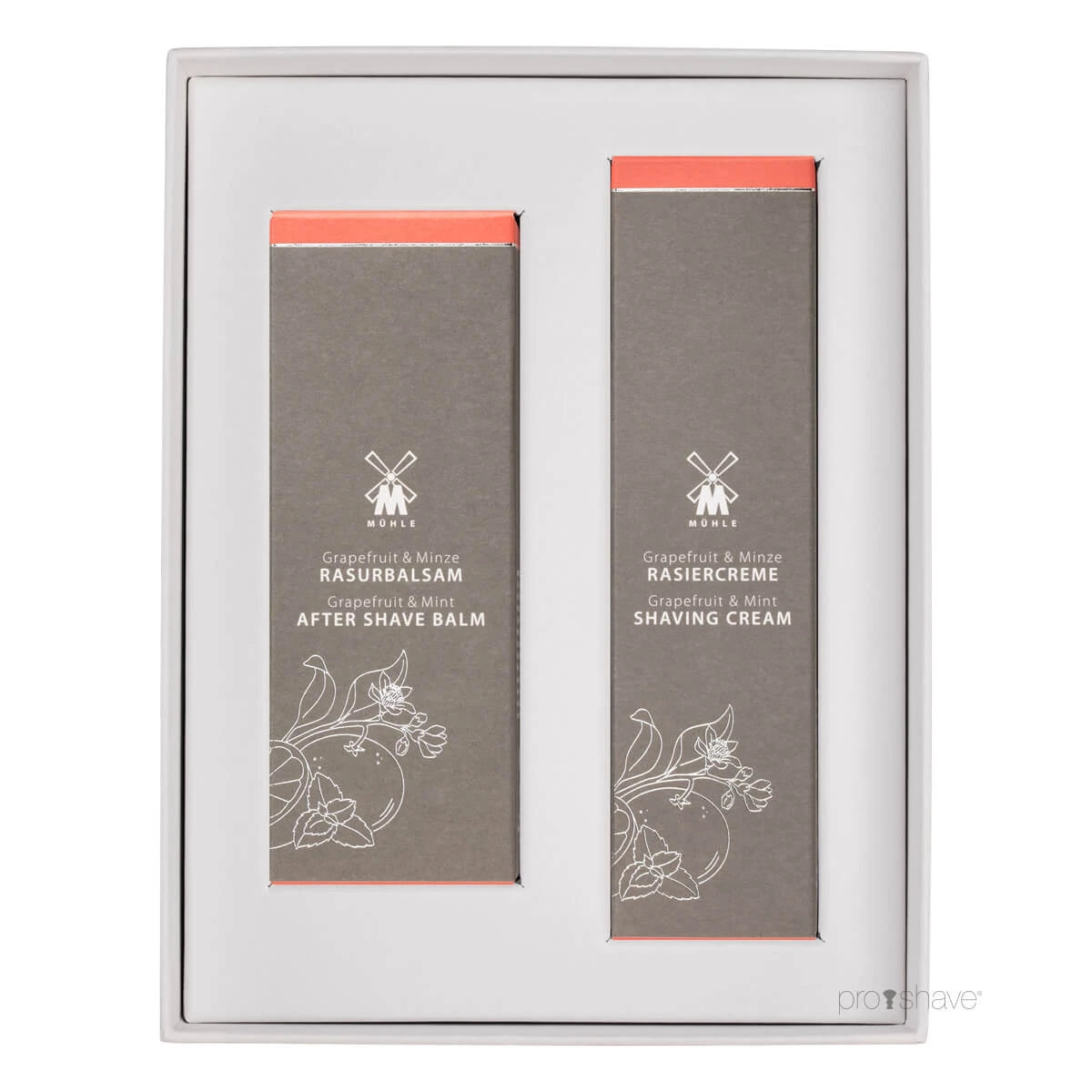 Gift box with Shaving Cream and Aftershave Balm, Grapefruit & Mint