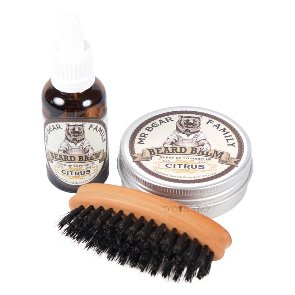 Citrus Set, Beard Oil, Beard Balm and Brush