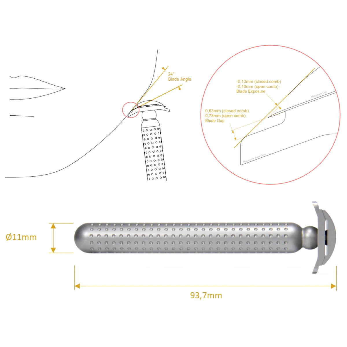 Masamune DE razor, Open Comb, Titanium
