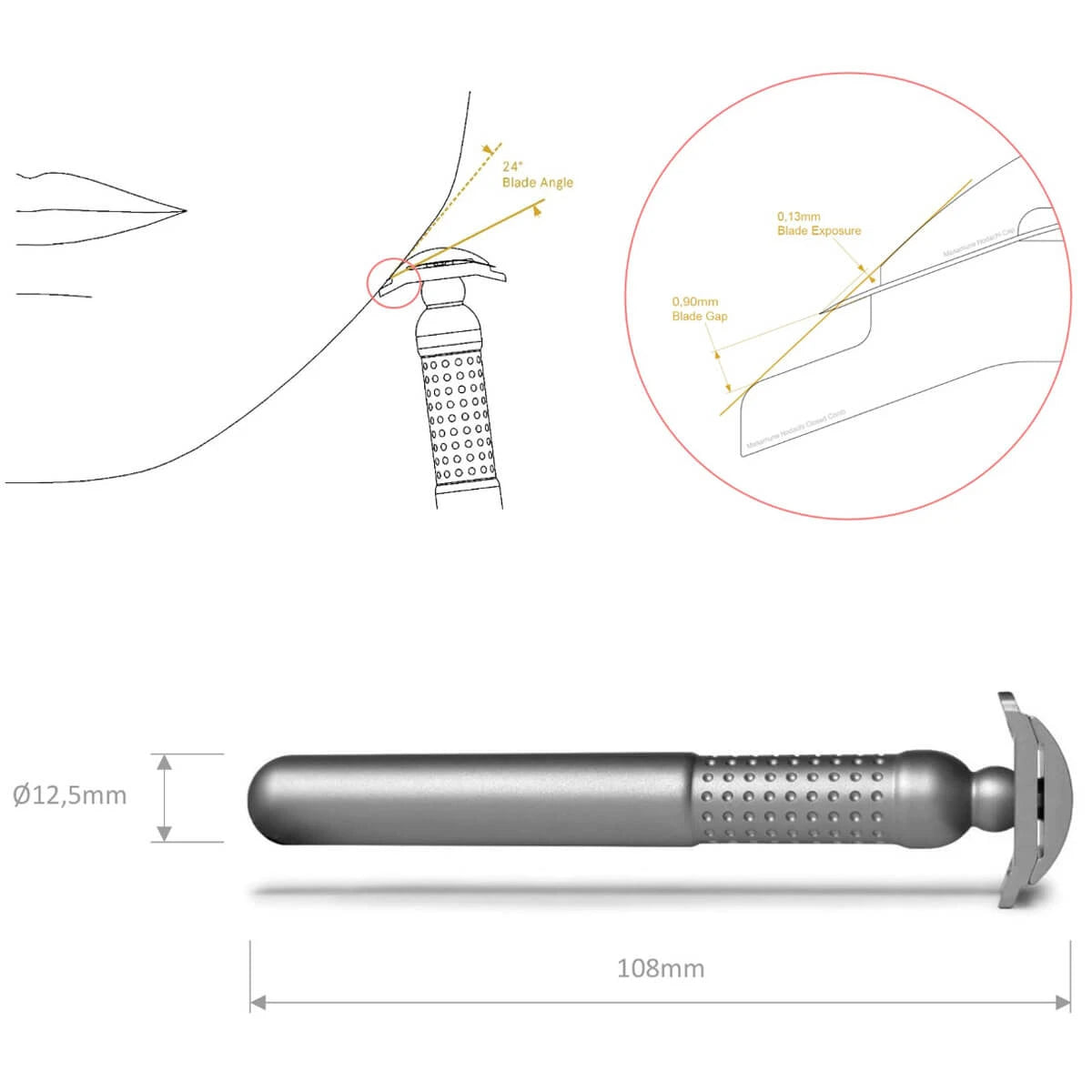 Masamune Nodachi DE razor, Closed Comb, Stainless steel - Matte